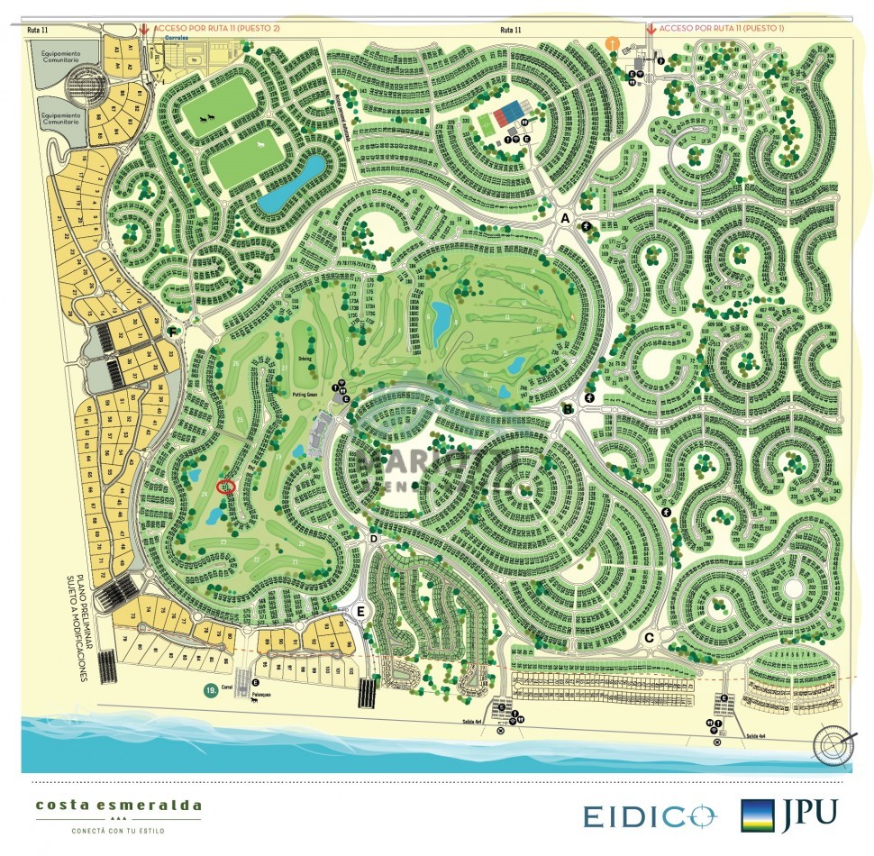 EN VENTA - COSTA ESMERALDA - LOTE BARRIO GOLF 2 - 1.530M2 CON FONDO DE 41M LINEALES DE VISTA AL CAMPO DE GOLF